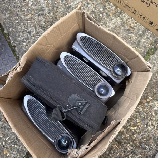 Lot of four untested Infocus projectors for presentation or display.