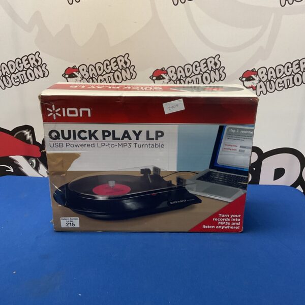Black Ion Quick Play LP USB turntable for converting vinyl records.