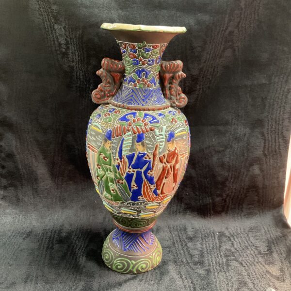 Intricate Japanese Satsuma vase with colourful decoration.