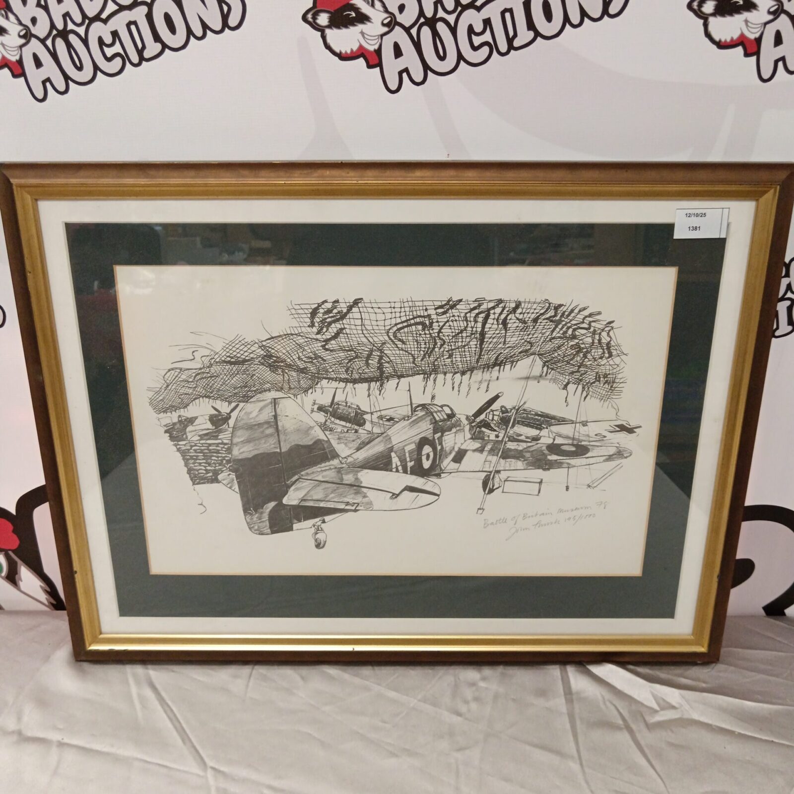Limited edition John Thirsk Spitfire print depicting a WWII aircraft.