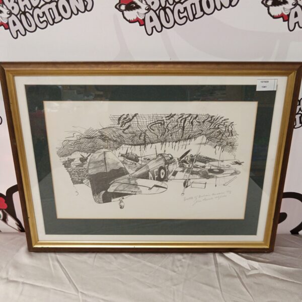 Limited edition John Thirsk Spitfire print depicting a WWII aircraft.