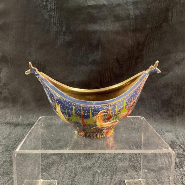 Vintage Kashmiri papier mache bowl with Sufi dervish designs.