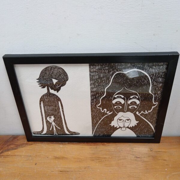 Kavita Singh Kale’s ‘Lockdown’ drawing, a striking pen and ink artwork.