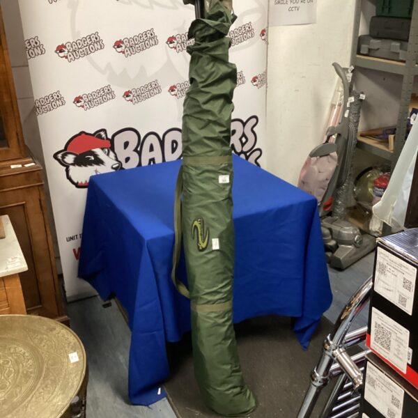 Front view of a Korum Tactical Fishing Bivy, angling shelter.