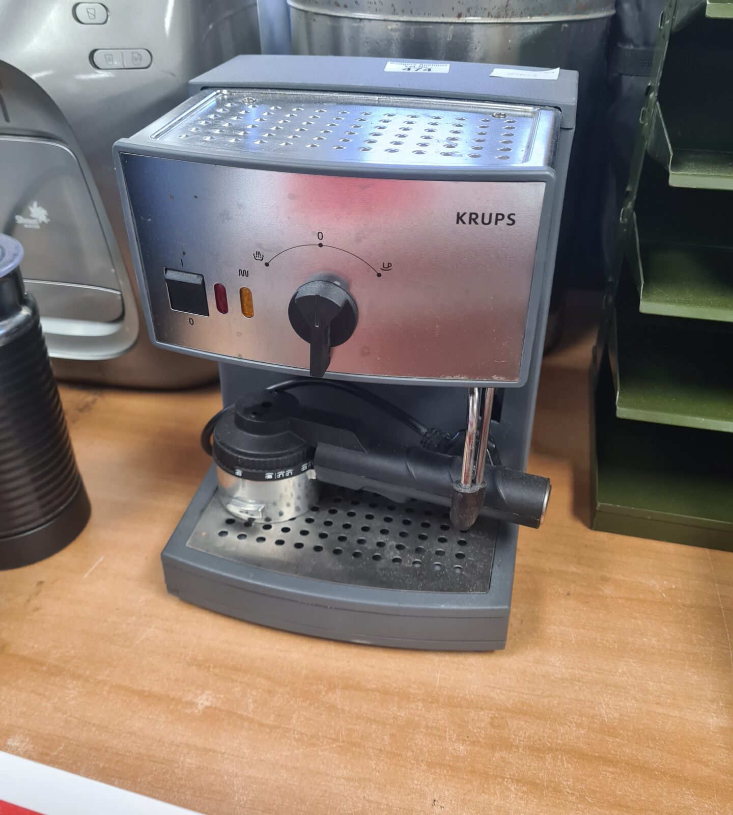 Vintage Krups coffee machine for brewing espresso at home.