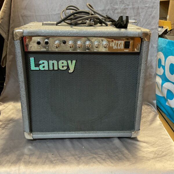 Front view of a vintage Laney LC15R guitar amplifier.