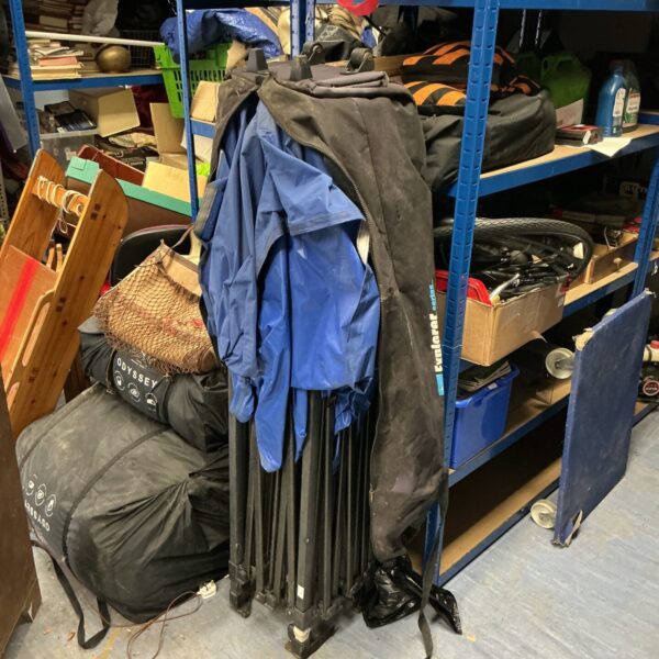 Large telescopic gazebo in used condition, ideal for garden or events.