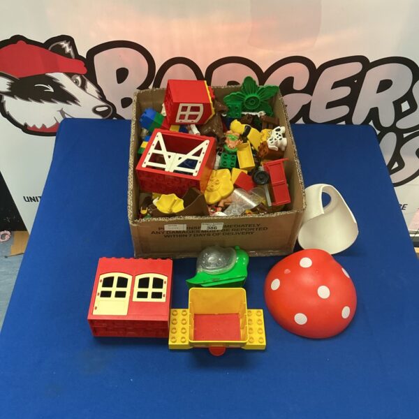 Mixed lot of colourful Lego Duplo building blocks for children.