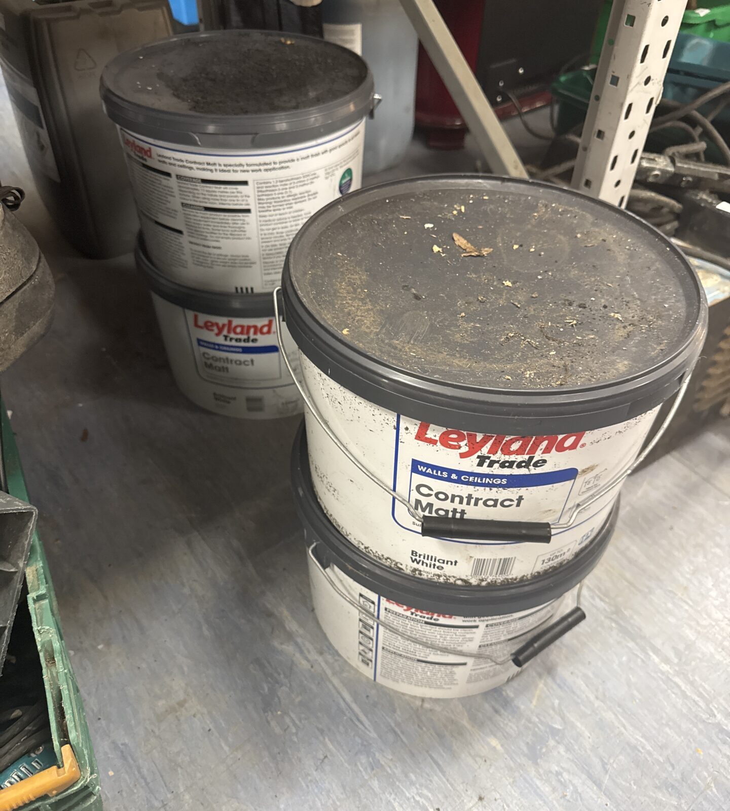 Four tubs of Leyland Trade Brilliant White Matt paint.