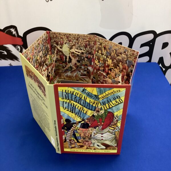 Antique Lothar Meggendorfer circus pop up book, front view.