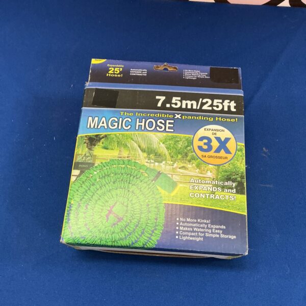 Magic Hose 25ft expanding garden hose for easy watering.