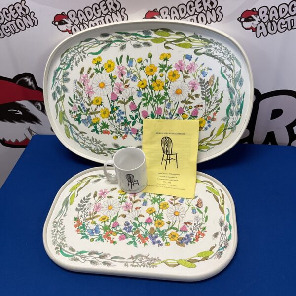 Vintage Marks and Spencer serving trays and Stokenchurch mug set.
