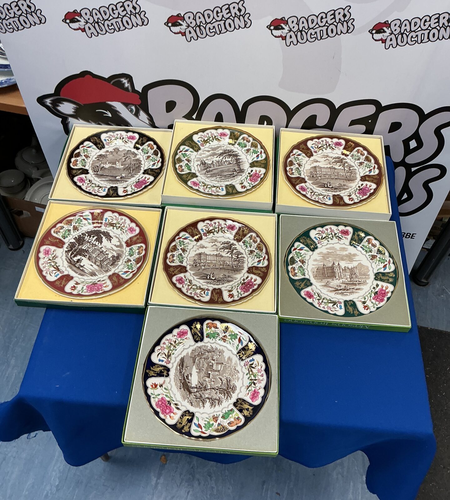 Vintage Masons Ironstone Christmas plates in boxes with certificates.