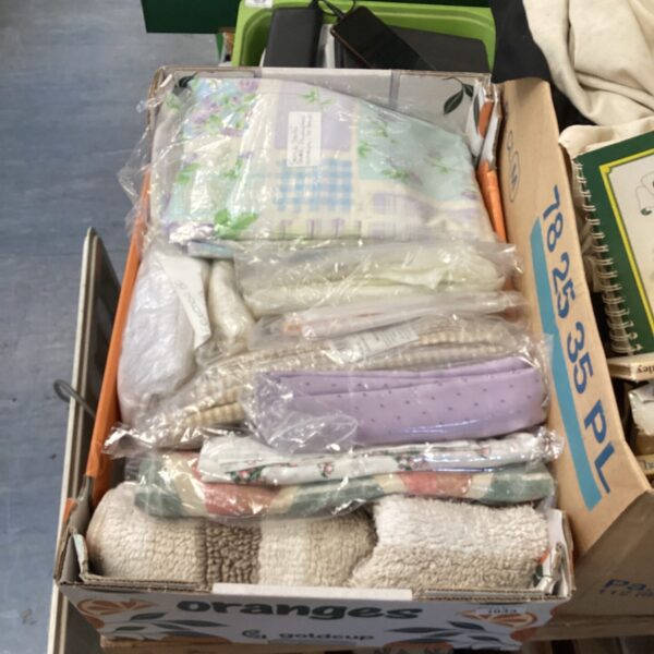 Mixed curtain lot with various textiles and patterns.