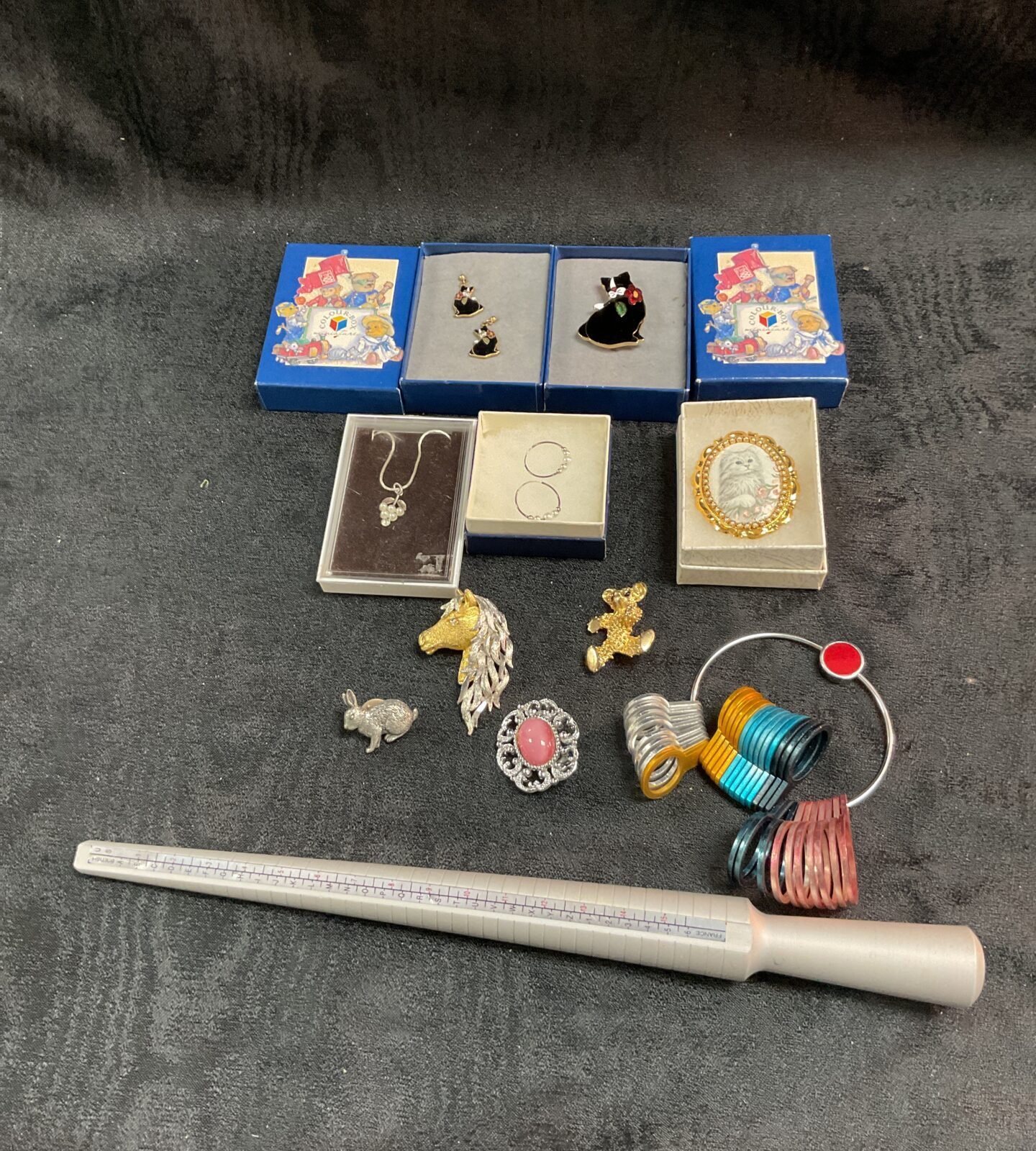 Mixed jewellery lot with ring sizers for repair and making.