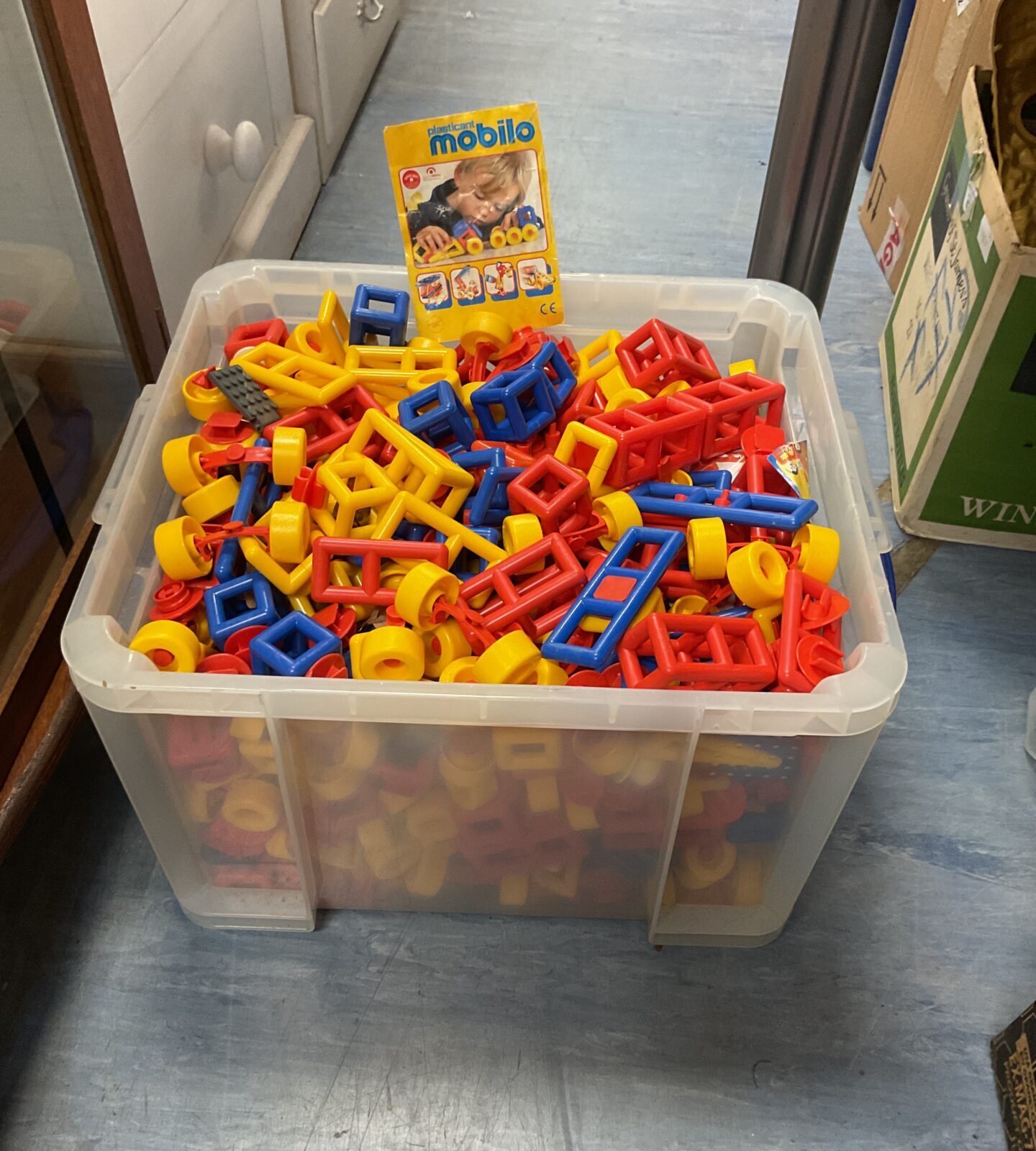 Large lot of colourful Mobilo building blocks for creative construction play.
