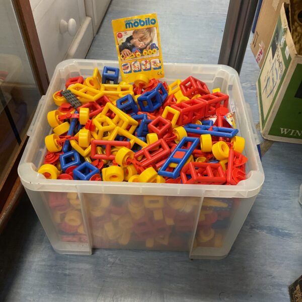 Large lot of colourful Mobilo building blocks for creative construction play.