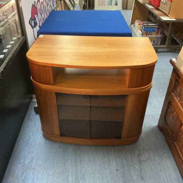 Vintage Danish Modern TV cabinet with rotating top by Mobley.