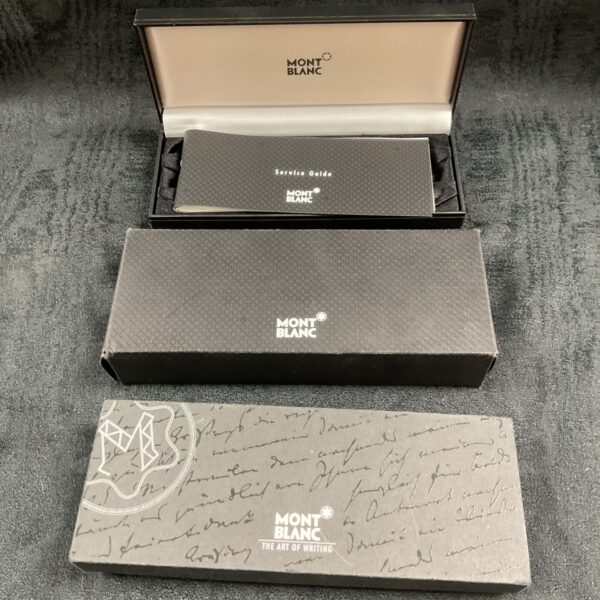 Pair of empty Mont Blanc pen boxes for collectible display.
