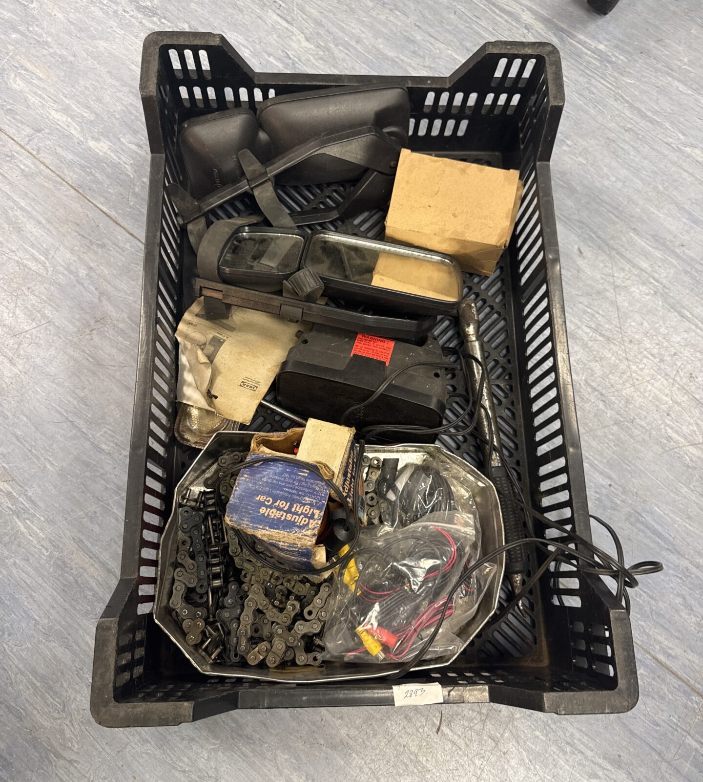 Mixed lot of motoring parts and accessories for vehicle maintenance.