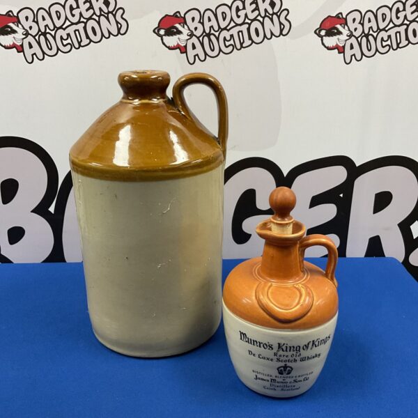 Vintage Munros King of Kings Scotch Whisky salt-glazed flagon bottle.