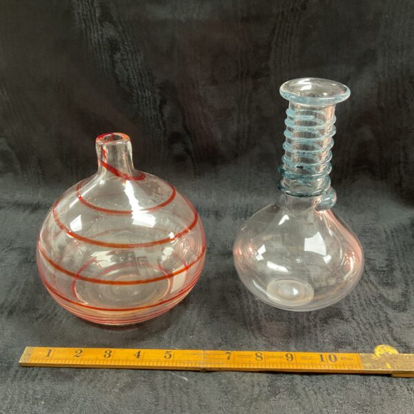 Red and clear Murano swirl vase, hand blown Italian art glass.