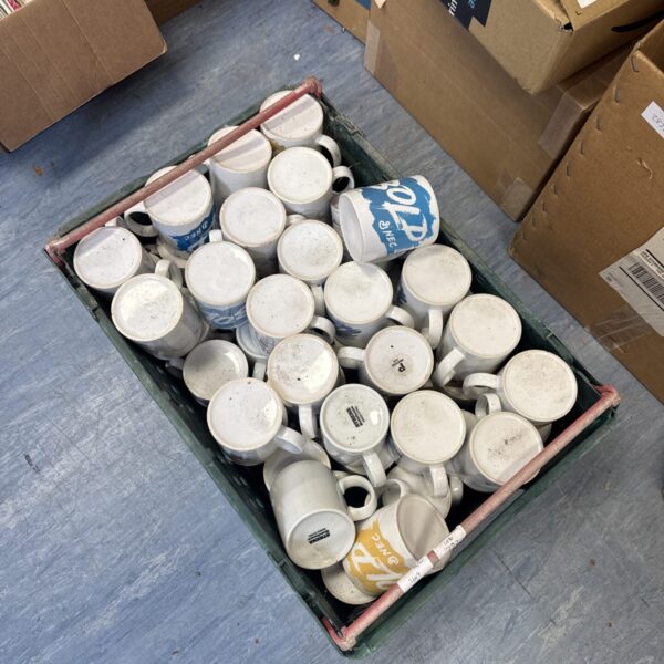 Large lot of white NEC branded coffee mugs for office or collection.