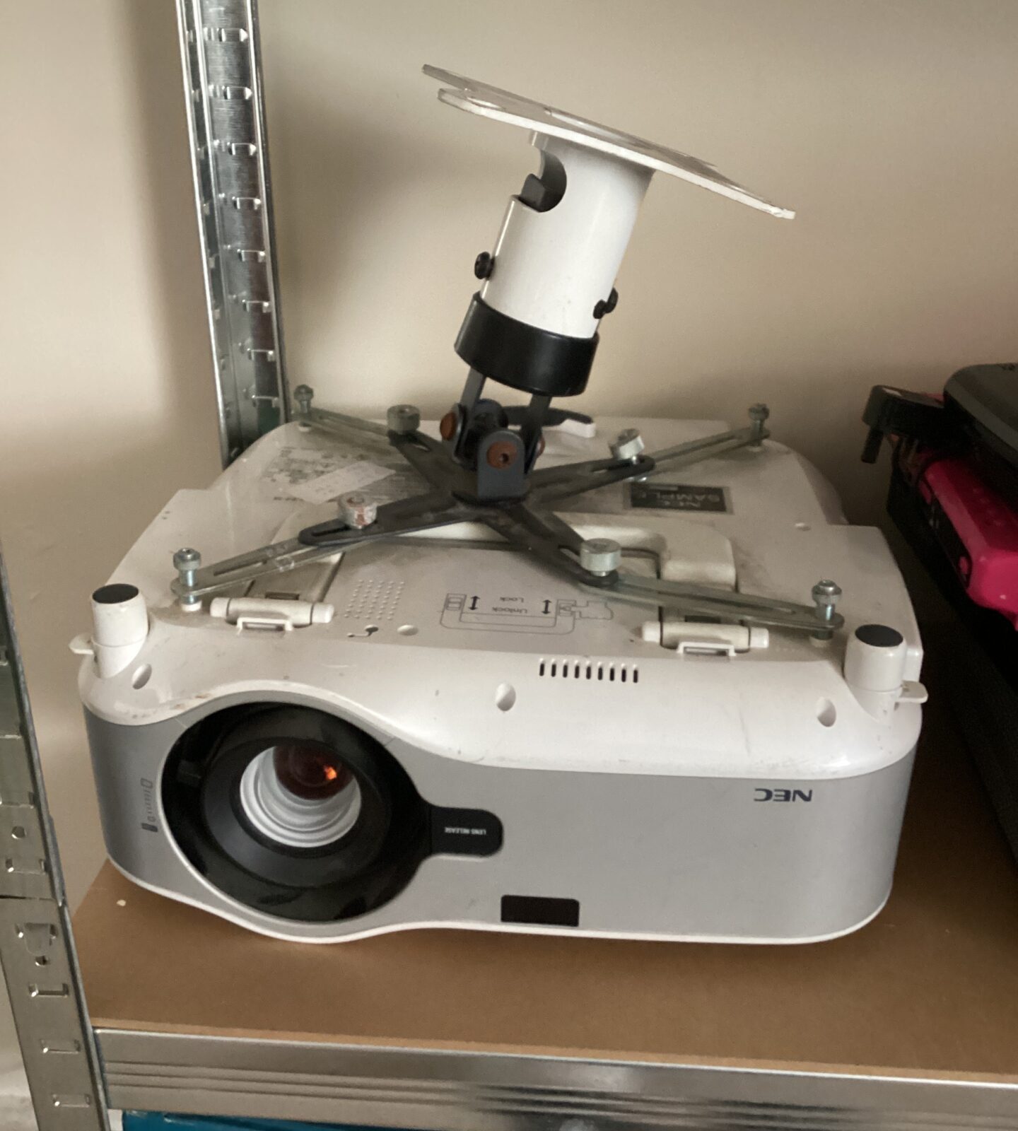 NEC NP3150 projector ceiling mount for home theater installation.