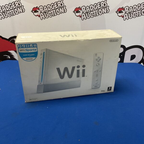 Boxed Nintendo Wii console for retro gaming enthusiasts.