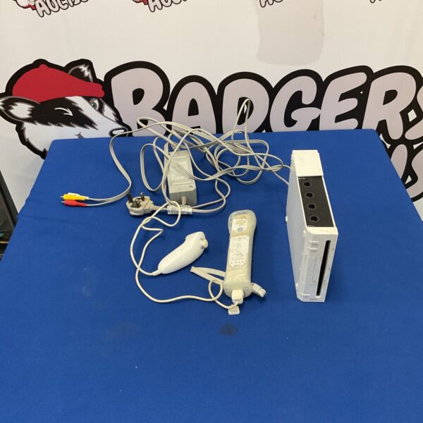 Nintendo Wii console with remote and Nunchuk controller.