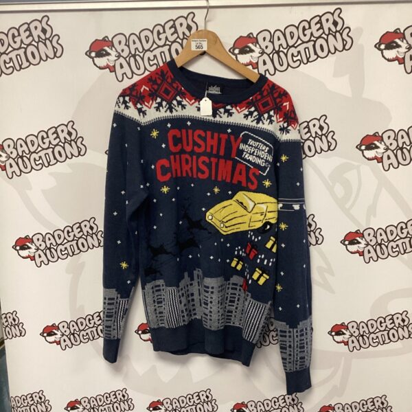 Vintage Only Fools and Horses Christmas jumper with colourful pattern.