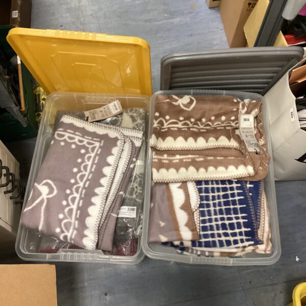 New lot of organic cotton blankets by Fabulous Goose in neutral tones.