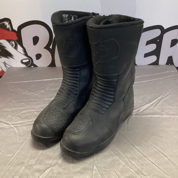 Size 11 Oxford motorcycle boots, leather riding gear.