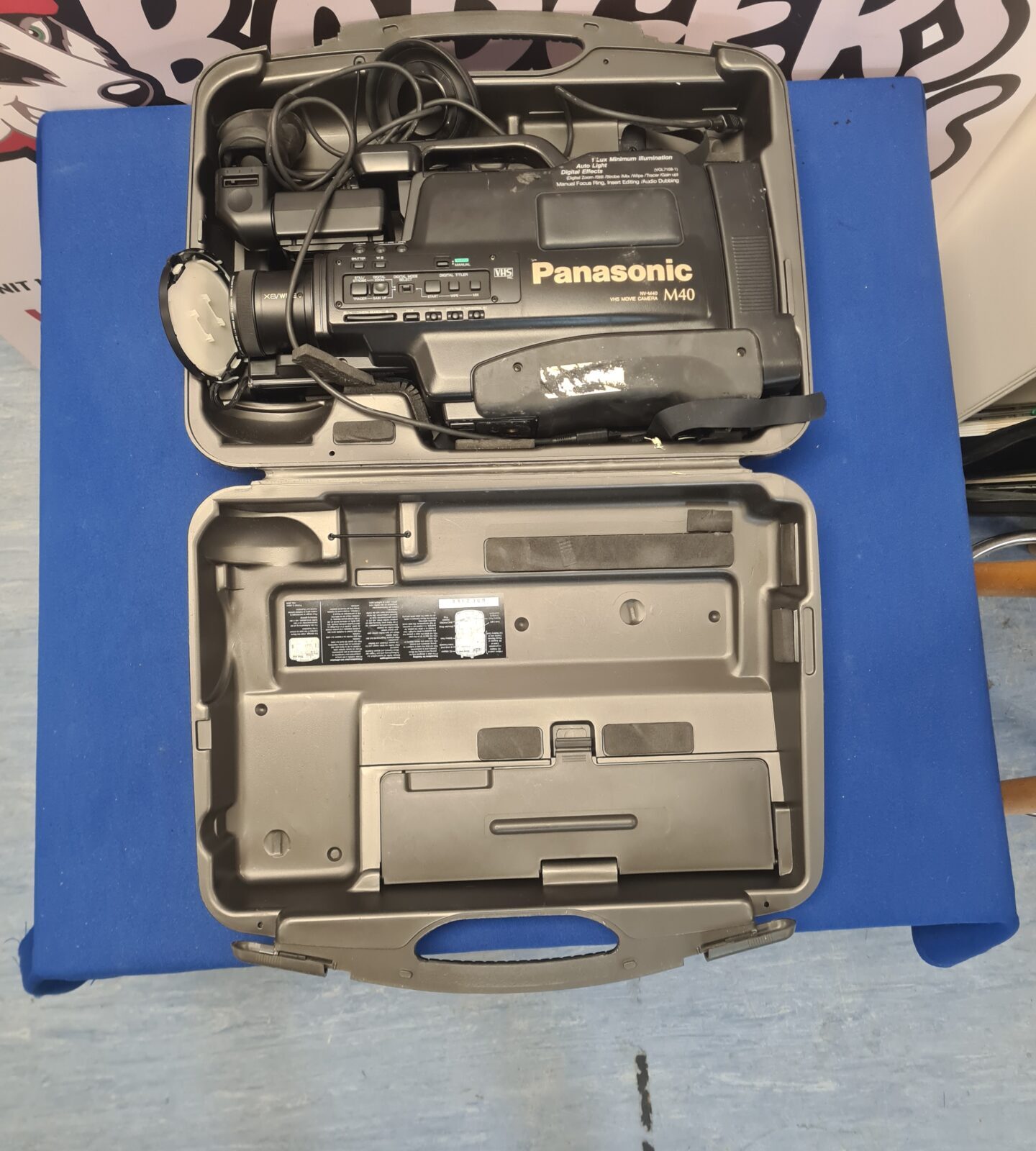 Vintage Panasonic NV-M40 VHS camcorder in its original carrying case.
