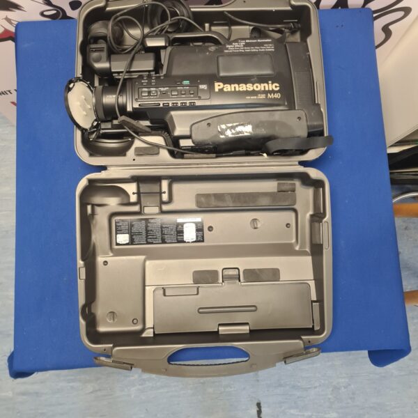 Vintage Panasonic NV-M40 VHS camcorder in its original carrying case.