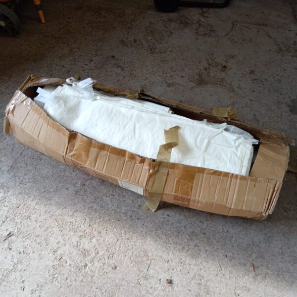 Bundled 3x4 party tent ready for storage or transport.