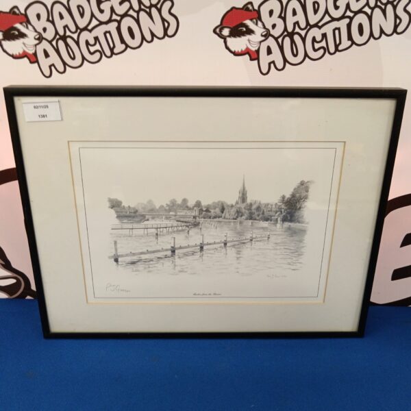 Framed Paul J Gunn print of Marlow on the River Thames.