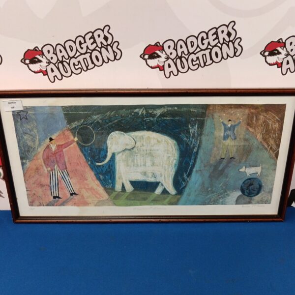 Vibrant limited edition Paula Mcardle elephant exercise print.