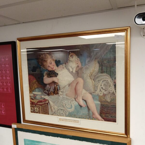 Vintage Pears Soap "Playmates" print in a gilt frame.