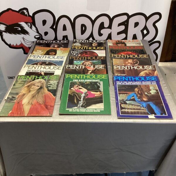 Vintage lot of Penthouse magazines for collectors and enthusiasts.