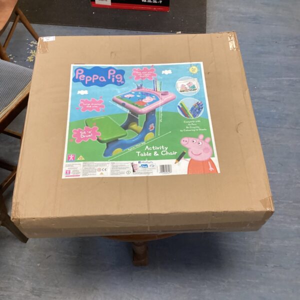 Colourful Peppa Pig activity table and chair for toddlers.