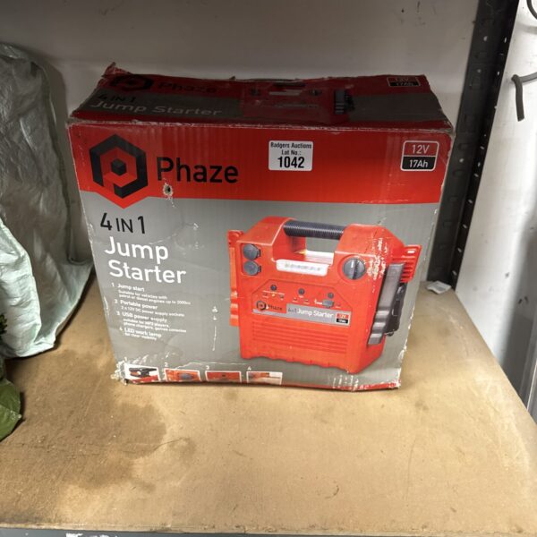 Phaze 4 in 1 jump starter for car emergencies and portable power.