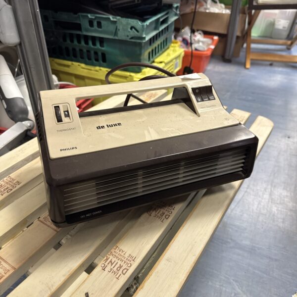 Vintage Philips Deluxe electric heater with thermostat control.