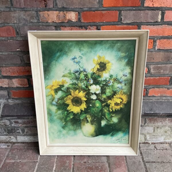 Vintage Pierre Sorel flower print with a vibrant bouquet in a vase.