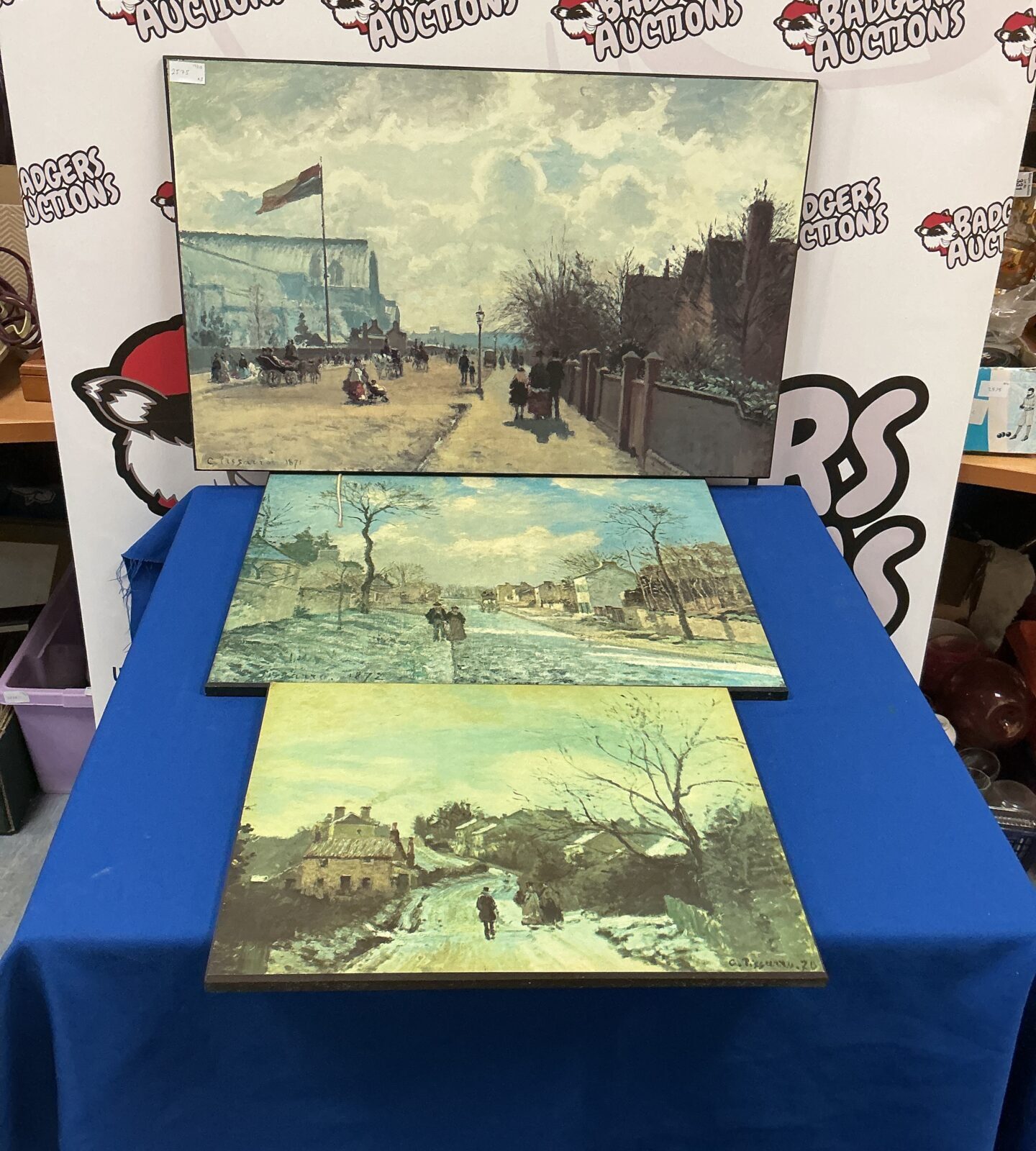 Reproduction of Pissarro’s Crystal Palace print on board.