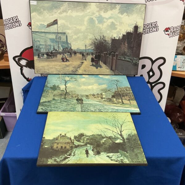 Reproduction of Pissarro’s Crystal Palace print on board.