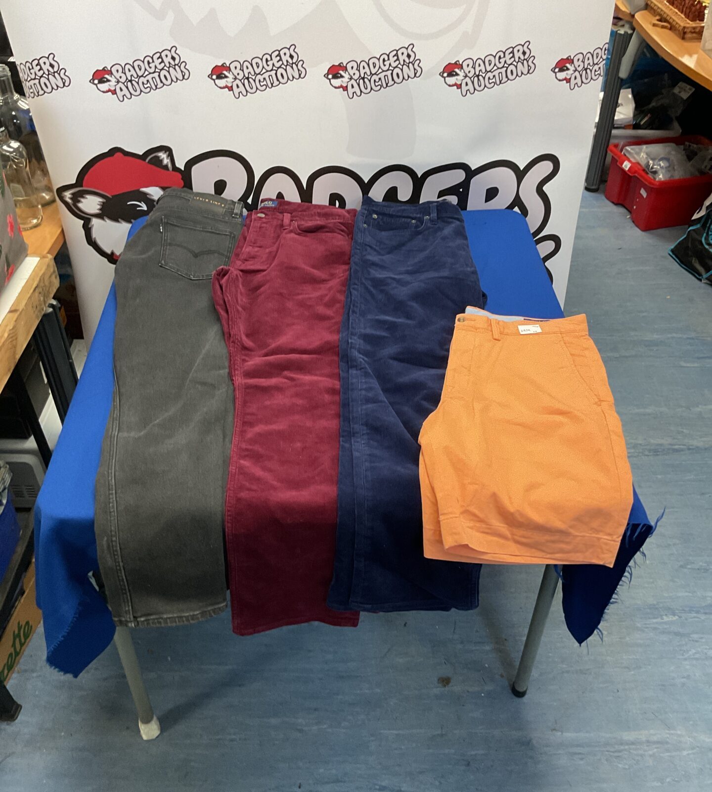 Polo Ralph Lauren jeans, shorts, and Levi's denim lot for sale.
