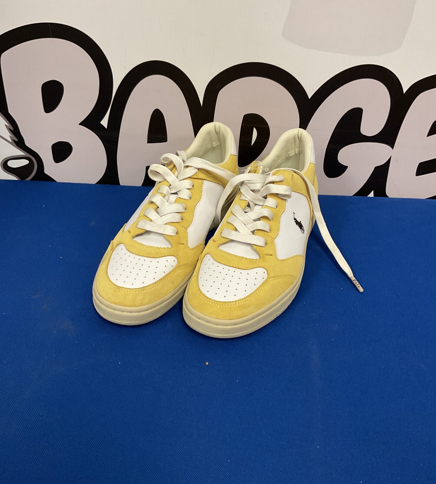 Yellow Polo Ralph Lauren Masters Court suede sneakers.