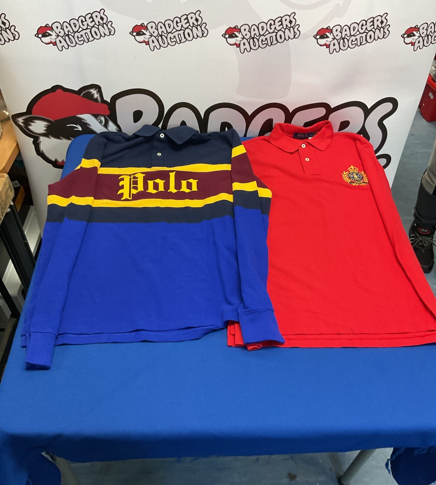 Front view of a vintage Polo Ralph Lauren striped rugby shirt.