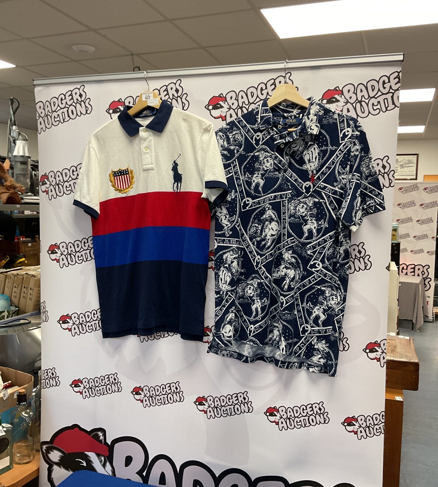 Polo Ralph Lauren USA rugby shirt with embroidered shield and overprint.